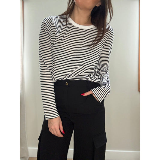 Colette Classic Striped Long Sleeve | Black and White