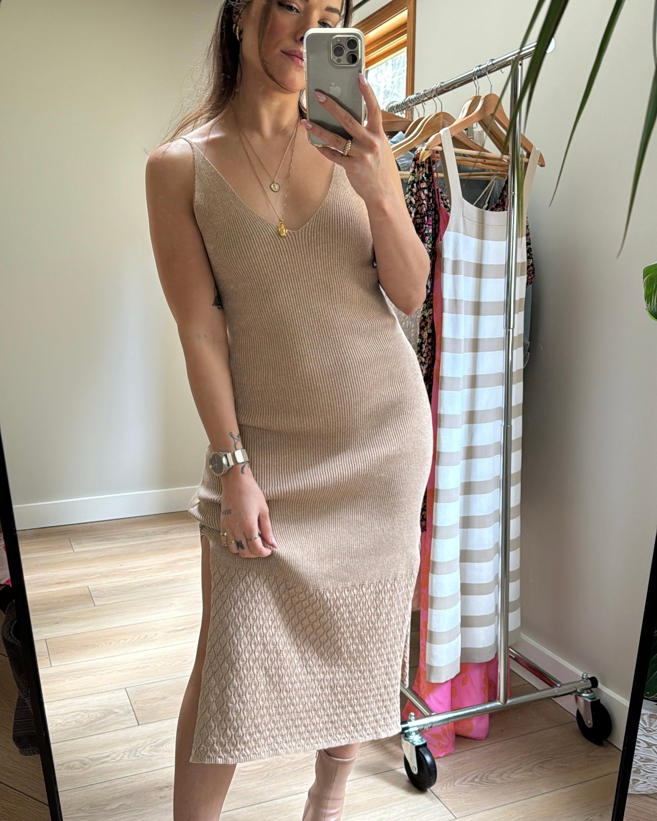 Beth Cotton Knit Midi Dress