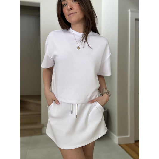 Tess Scuba Short Sleeve Shirt | White
