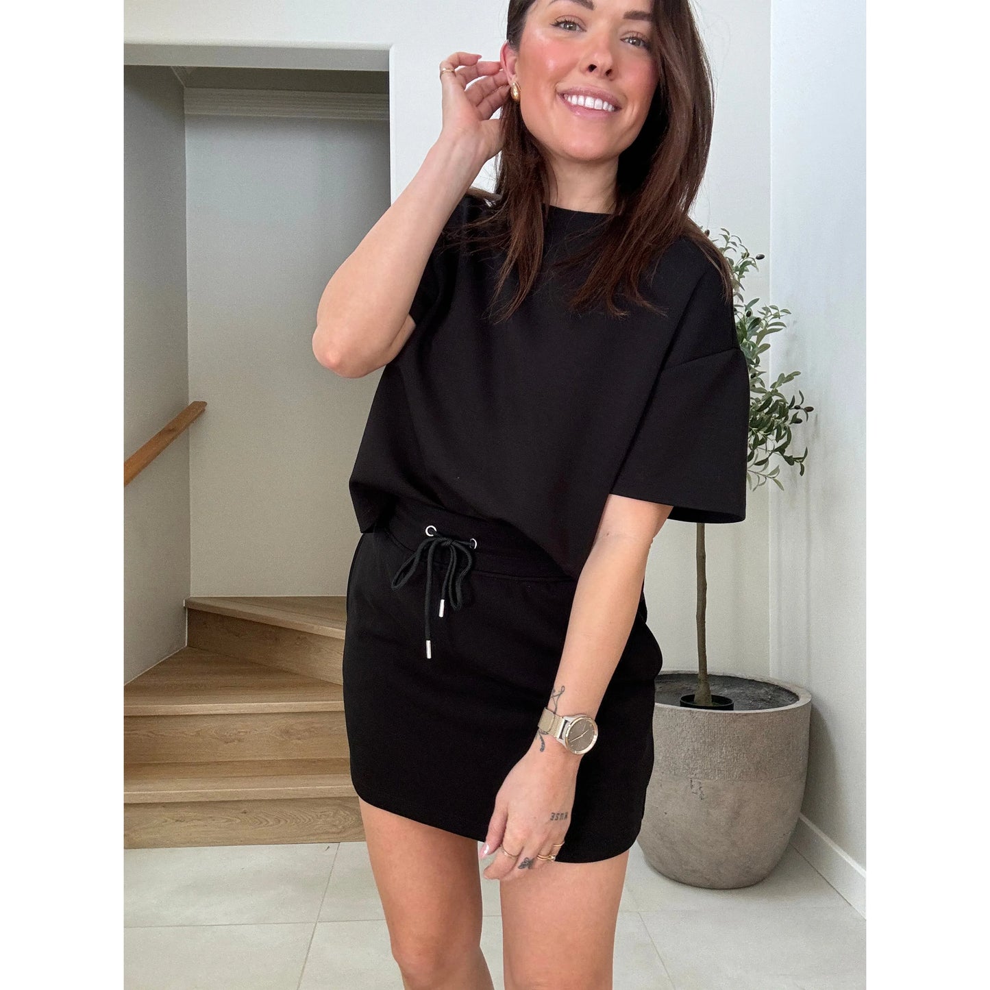 Tess Scuba Short Sleeve Shirt | Black