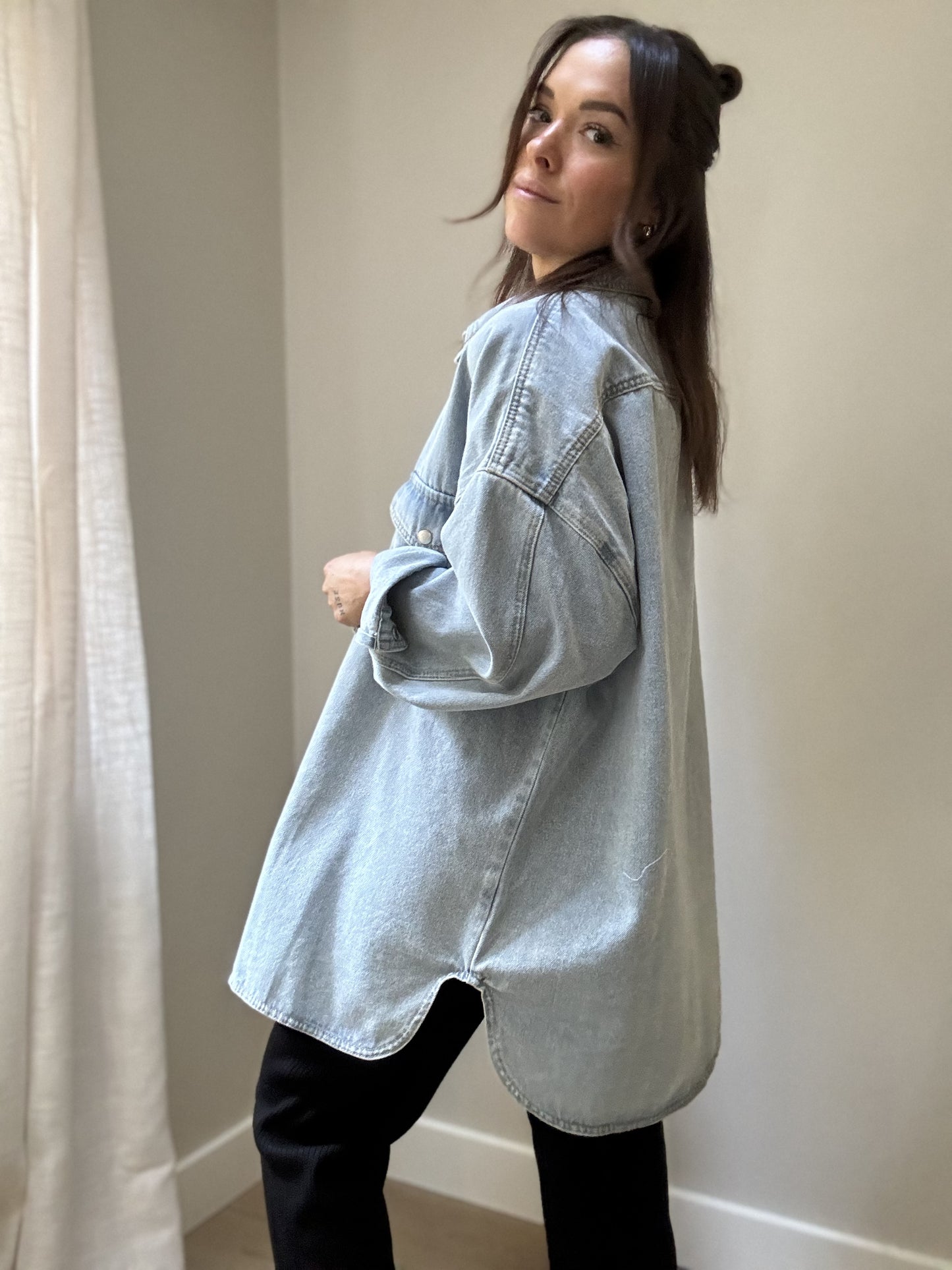 Shania Oversized Denim Jacket | Light Blue
