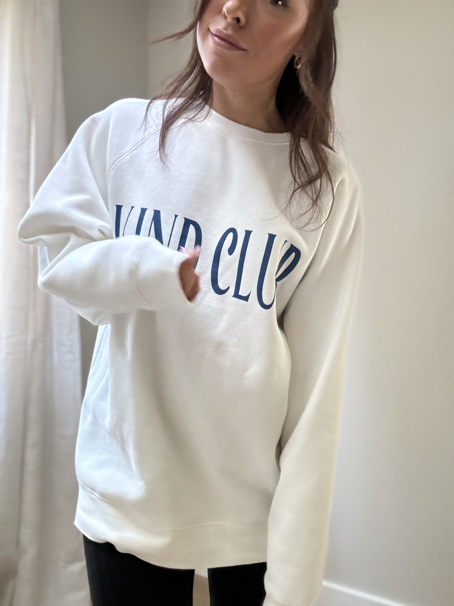 Kind Club Not Your Boyfriend's Crew Neck Sweatshirt | Coconut Cream + French Blue