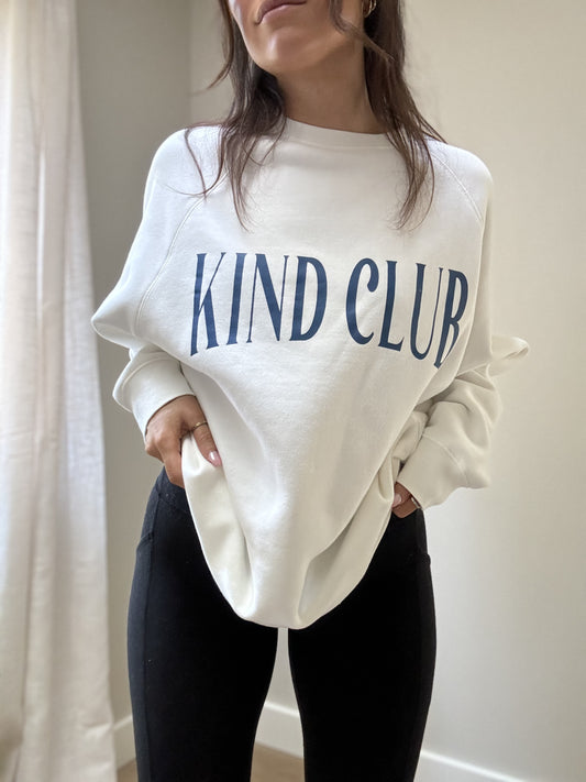 Kind Club Not Your Boyfriend's Crew Neck Sweatshirt | Coconut Cream + French Blue