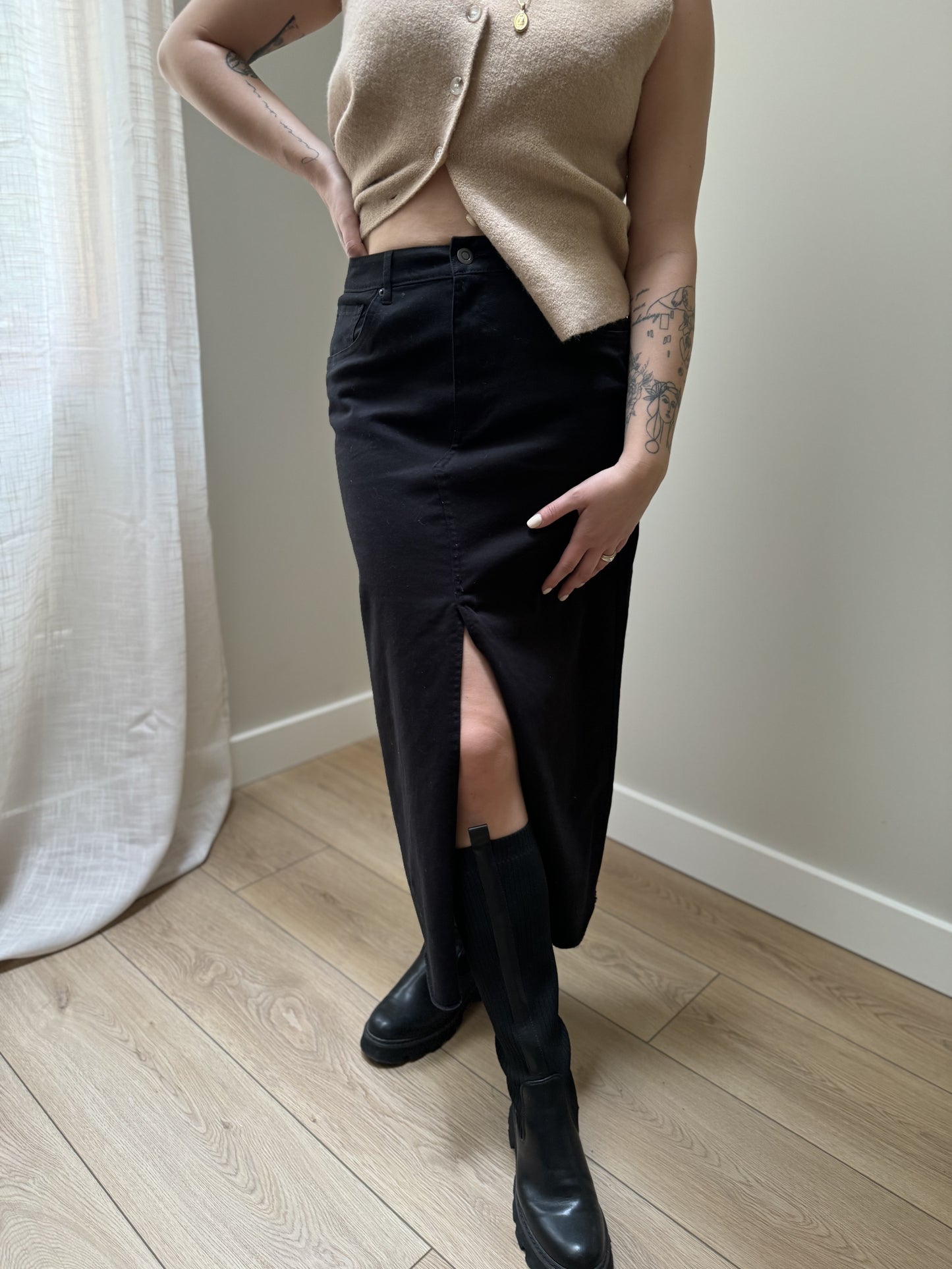 Seraphina Stretch Twill Skirt | Black
